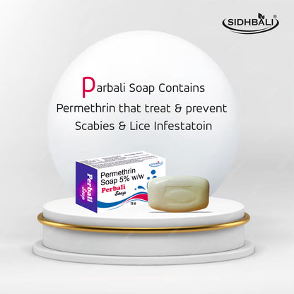 Perbali Permethrin 5% Soap – 75g | Treats & Prevents Scabies & Lice Infestations | Effective Medicated Soap for Skin Protection I Pack of 1