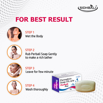 Perbali Permethrin 5% Soap – 75g | Treats & Prevents Scabies & Lice Infestations | Effective Medicated Soap for Skin Protection I Pack of 1