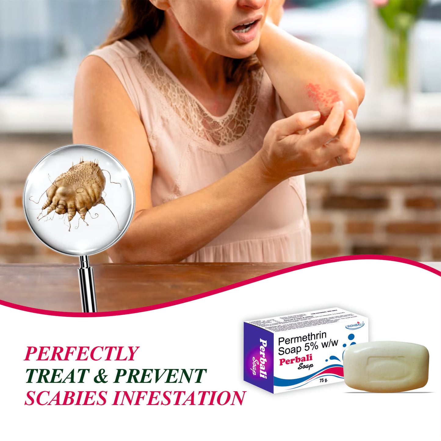 Perbali Permethrin 5% Soap – 75g | Treats & Prevents Scabies & Lice Infestations | Effective Medicated Soap for Skin Protection I Pack of 1