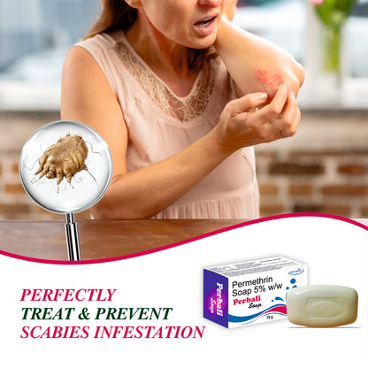 Perbali Permethrin 5% Soap – 75g | Treats & Prevents Scabies & Lice Infestations | Effective Medicated Soap for Skin Protection I Pack of 1