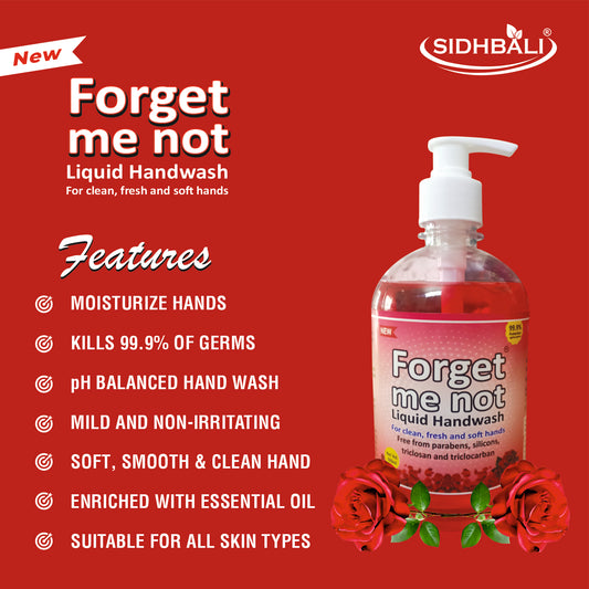 Forget Me Not Liquid Rose Handwash | Kills 99% Germs, Moisturizes & Leaves Hands Soft | No Paraben, Silicon, Triclosan, Triclocarban or Sulphate | (Pack of 2, 500ML Each)