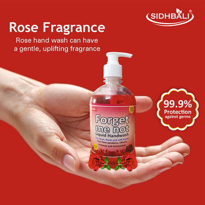 Forget Me Not Liquid Handwash | Rose & Aloe Vera with Neem Extract | No Synthetic Colors, Triclosan, Triclocarban, Paraben & Sulphate | 500ML Each (Pack of 1) | Gentle & Refreshing Clean