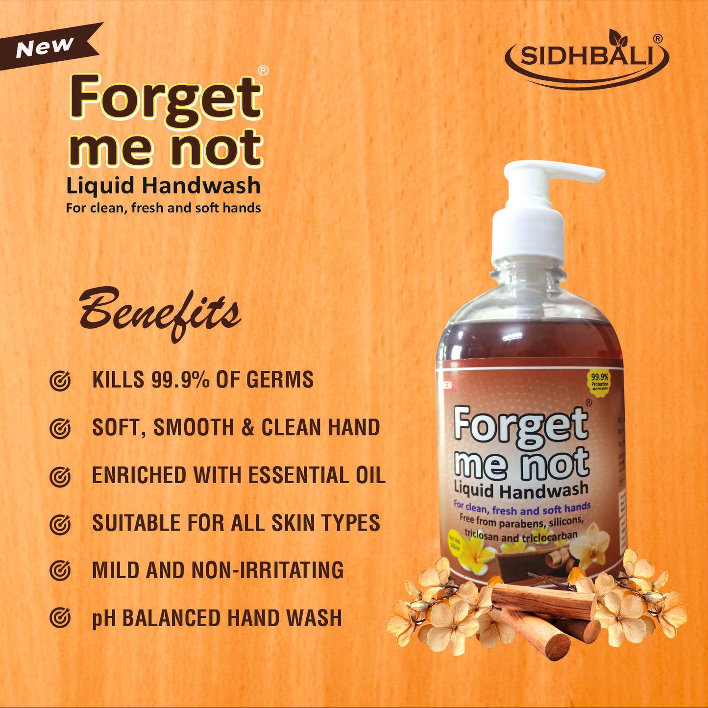 Forget Me Not Sandalwood & Rose Liquid Handwash | For Clean, Fresh & Soft Hands | No Synthetic Colors, Triclosan, Triclocarban, Paraben & Sulphate | 500ML Each (Pack of 2) | Gentle & Refreshing