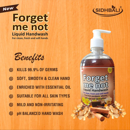 Forget Me Not Sandalwood & Rose Liquid Handwash | For Clean, Fresh & Soft Hands | No Synthetic Colors, Triclosan, Triclocarban, Paraben & Sulphate | 500ML Each (Pack of 2) | Gentle & Refreshing