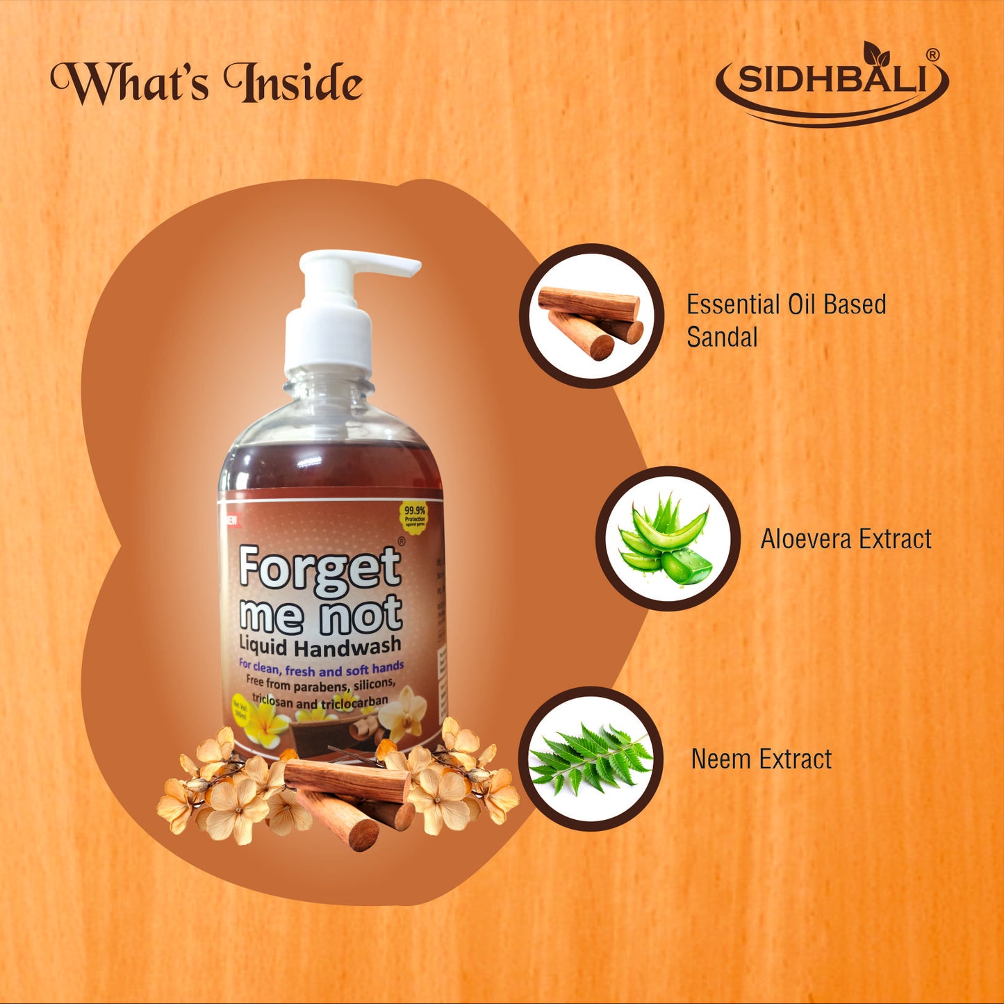 Forget Me Not Sandalwood & Rose Liquid Handwash | For Clean, Fresh & Soft Hands | No Synthetic Colors, Triclosan, Triclocarban, Paraben & Sulphate | 500ML Each (Pack of 2) | Gentle & Refreshing