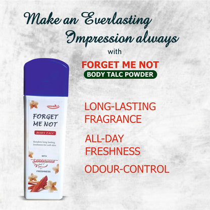 Forget Me Not Lavender & Sandalwood Body Talc | Long-Lasting Freshness & Odor Control | Soft & Comfortable Skin | Paraben-Free, Cruelty-Free & 100% Vegan | 100g I Pack of 2