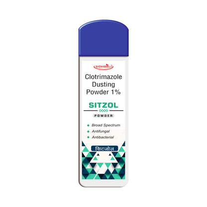 Sitzol Clotrimazole Dusting Powder 1% | Antifungal & Antibacterial Powder for Prickly Heat, Itching, Athlete’s Foot, Ringworm, Jock Itch & Skin Infections | Broad Spectrum Treatment | Pack of 1
