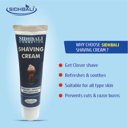Sidhbali Shaving Cream | 50g Each | Smooth & Comfortable Shave | Softens Skin & Spreads Easily | Rich Lather with Glycerin | Suitable for Normal & Oily Skin I Pack of 3