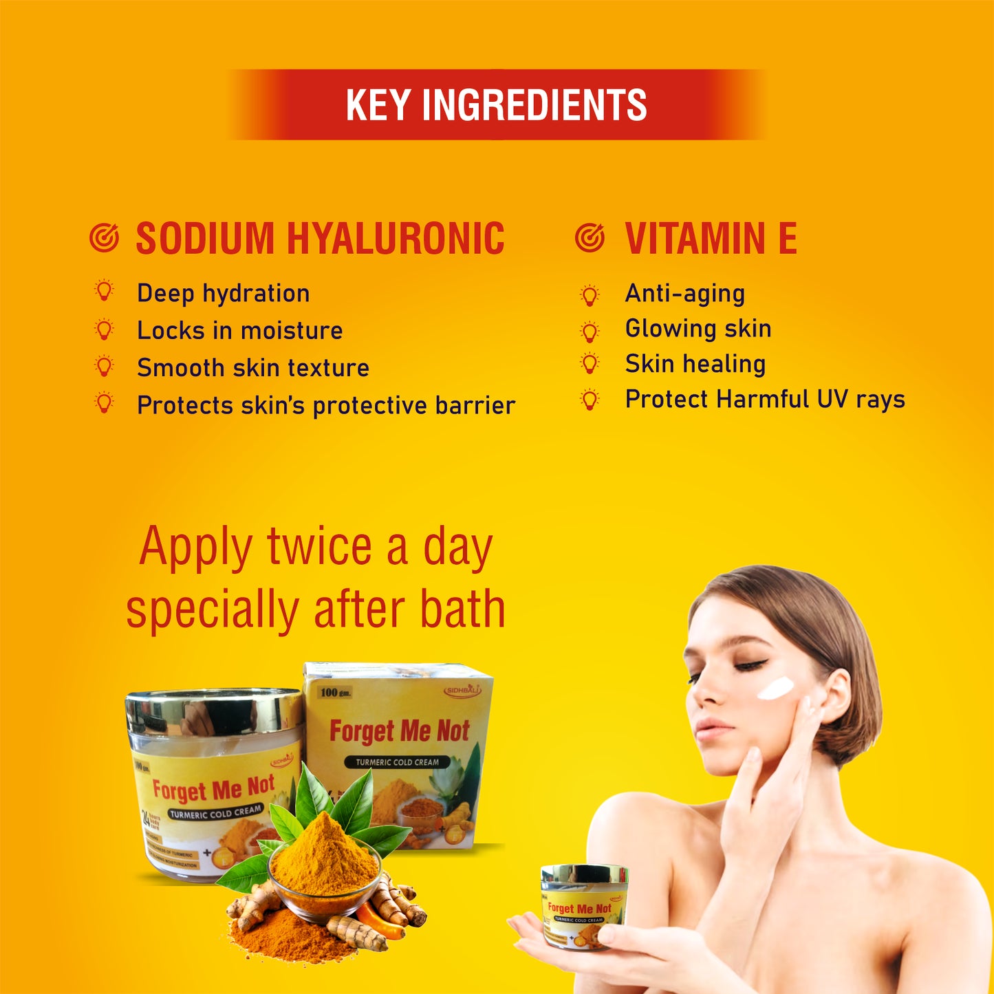 Forget Me Not Turmeric Cold Cream for Winters, Intense Moisturization | Everyday Skin care and Deep massage Cream, 100g | All skin types | Free from Harmful Chemicals I Pack of 1