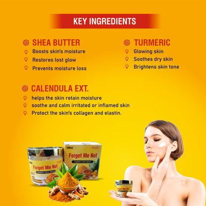 Forget Me Not Turmeric Cold Cream for Winters, Intense Moisturization | Everyday Skin care and Deep massage Cream, 100g | All skin types | Free from Harmful Chemicals I Pack of 1