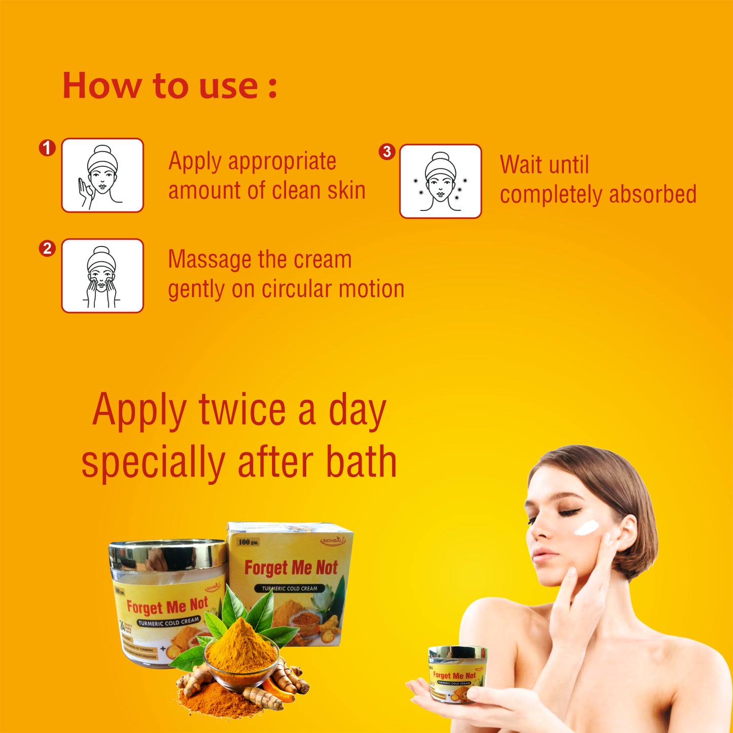 Forget Me Not Turmeric Cold Cream for Winters, Intense Moisturization | Everyday Skin care and Deep massage Cream, 100g | All skin types | Free from Harmful Chemicals I Pack of 1