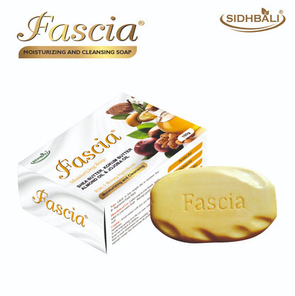 Fascia Moisturizing Soap | Pure & Gentle for All Skin Types | 98% Pure Glycerin & Natural Oils, Shea Butter, Kukum Butter, Almond Oil & Jojoba Oil | Paraben-Free, Cruelty-Free I Pack of 1 (4PCS) I 100g Each