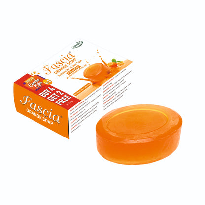Fascia Orange Soap | Pure & Gentle for All Skin Types | 98% Pure Glycerin & Natural Oils, Tea Tree Oil, Allantoin, Vitamin E & Aloe Vera Extract | Paraben-Free, Cruelty-Free, 100% Vegan, Cosmetic Approved | Pack of 1 + Get 4+2 Free