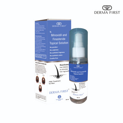 Derma First Minoxidil & Finasteride Topical Solution | Hair Regrowth Treatment For Men | Reactivates Hair Follicles & Boosts Hair Growth | Repairs Damaged Hair & Increases Hair Density | 50ml I Pack of 1