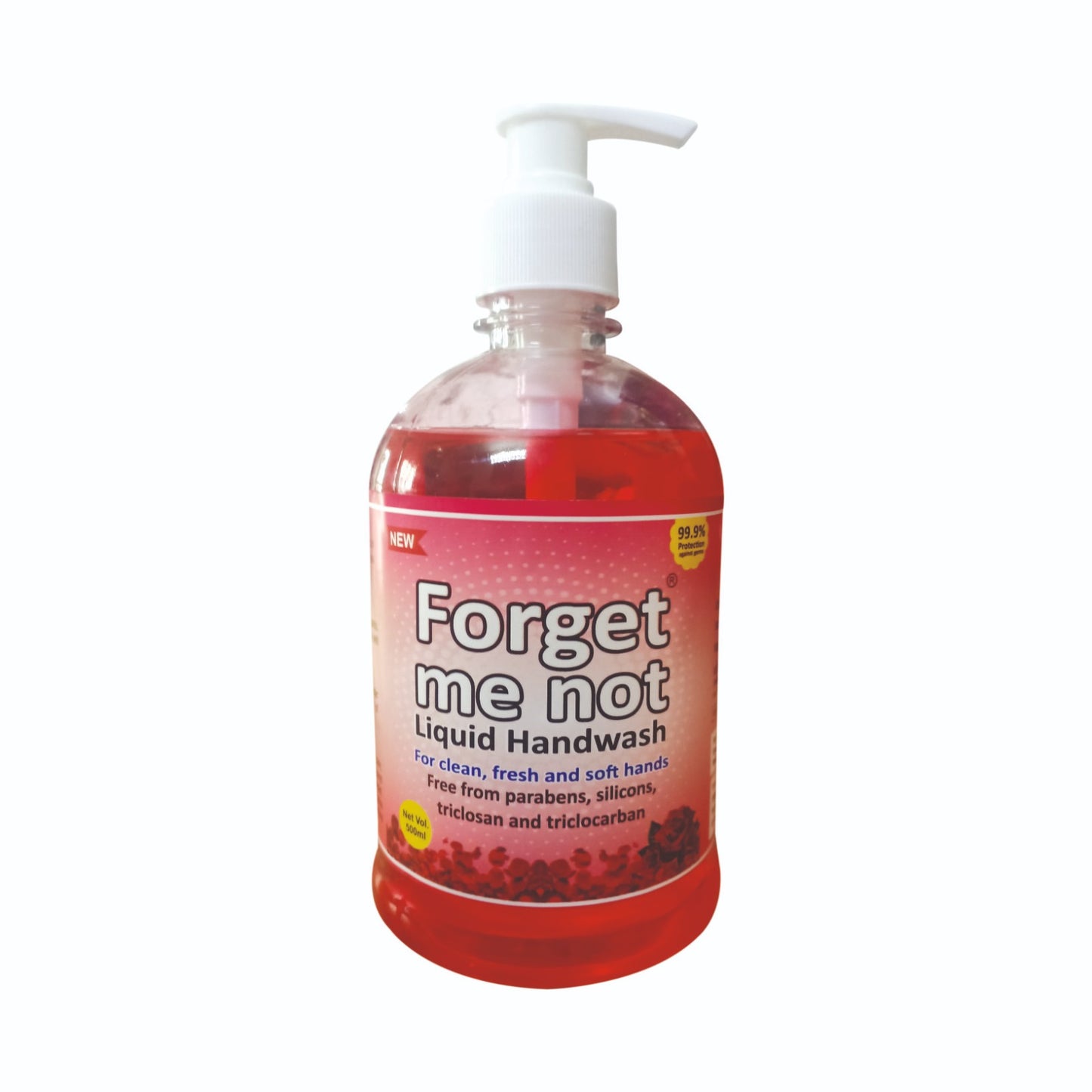 Forget Me Not Liquid Handwash | Rose & Aloe Vera with Neem Extract | No Synthetic Colors, Triclosan, Triclocarban, Paraben & Sulphate | 500ML Each (Pack of 1) | Gentle & Refreshing Clean