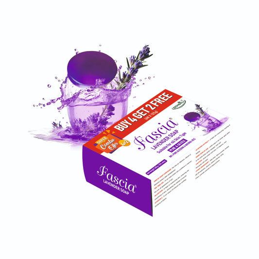 Fascia Lavender Soap | Tea Tree Oil, Allantoin, Vitamin E & Aloe Vera | 100g + 25% Extra | Pack of 1 (In One Pack Get 4 + 2 Free | Dermatologist Tested for All Skin Types (For Face & Body)