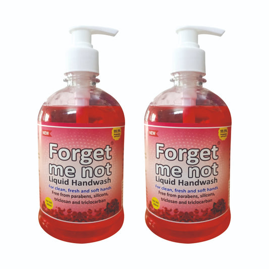 Forget Me Not Liquid Rose Handwash | Kills 99% Germs, Moisturizes & Leaves Hands Soft | No Paraben, Silicon, Triclosan, Triclocarban or Sulphate | (Pack of 2, 500ML Each)