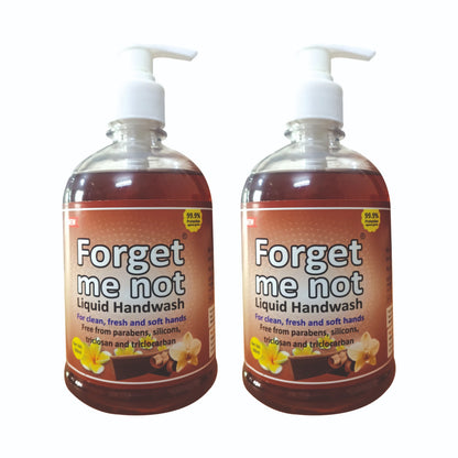 Forget Me Not Liquid Sandalwood Handwash | Kills 99% Germs, Moisturizes & Leaves Hands Soft | No Paraben, Silicon, Triclosan, Triclocarban or Sulphate I Pack of 2 500ML Each