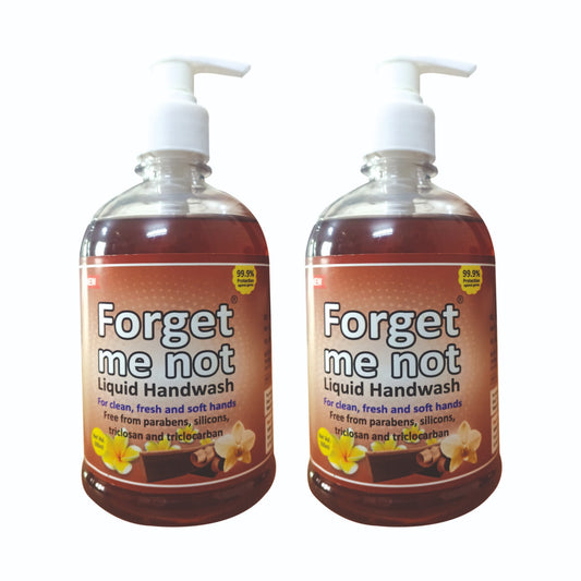 Forget Me Not Liquid Sandalwood Handwash | Kills 99% Germs, Moisturizes & Leaves Hands Soft | No Paraben, Silicon, Triclosan, Triclocarban or Sulphate I Pack of 2 500ML Each