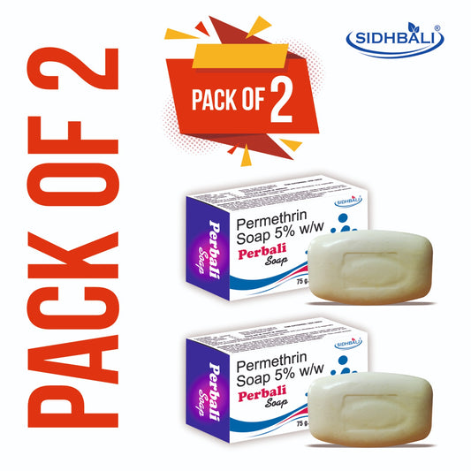 Perbali Permethrin 5% Soap – 75g | Treats & Prevents Scabies & Lice Infestations | Effective Medicated Soap for Skin Protection I Pack of 2