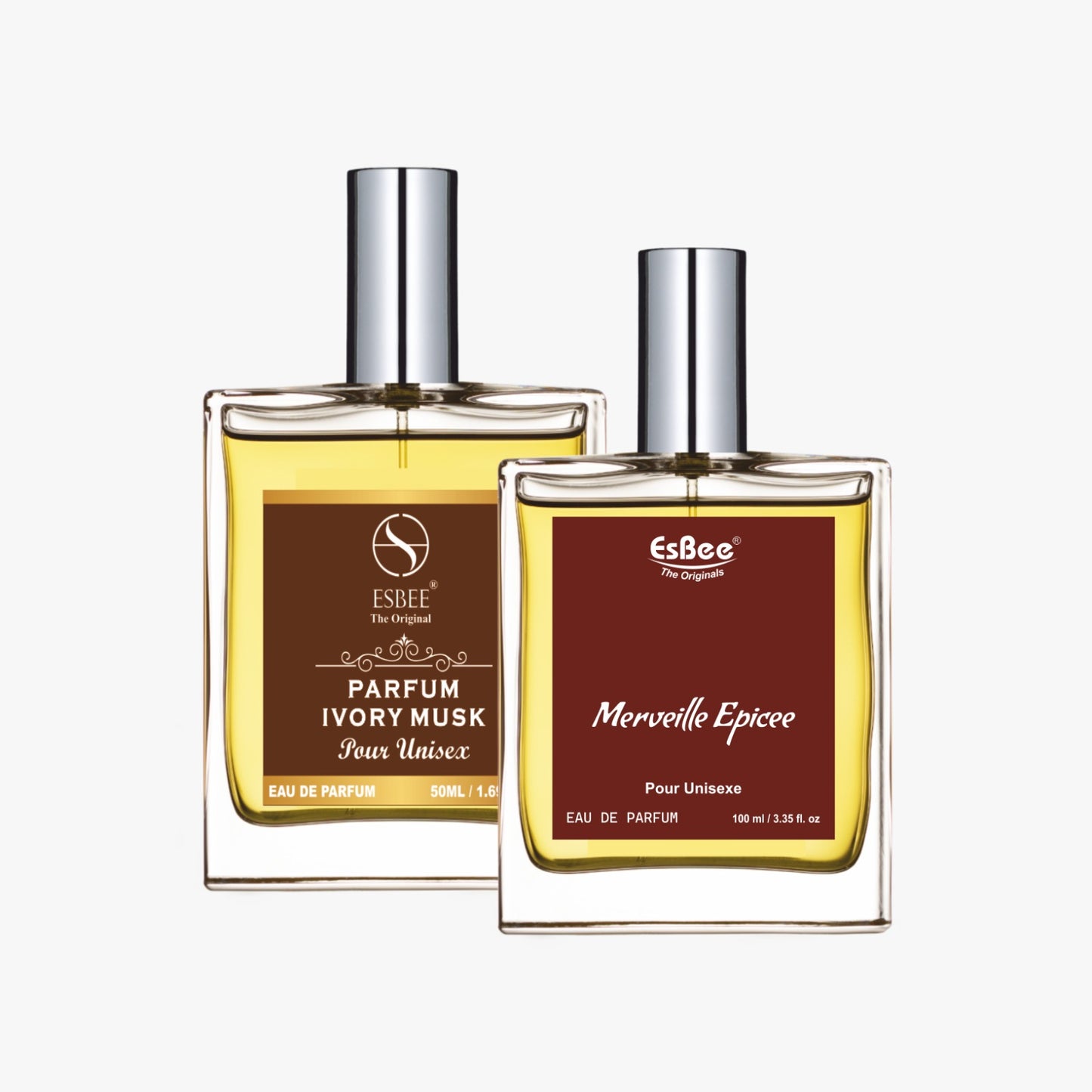 Esbee The Original Ivory Musk & Merveille Epicee Unisex Perfume | 100ML & 50ML | Long-Lasting Fragrance I Pack of 2