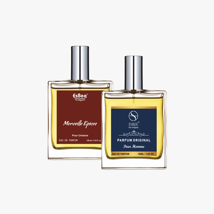 Esbee Parfum Original & Merveille Epicee Perfume Set | Luxury Fragrance for Men & Women | 100ML & 50ML | Pack of 2 Parfum