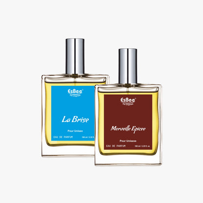 Esbee La Brise & Marveille Epicee Perfume Set | Unisex Luxury Fragrance | 100ML Each | Elegant & Long-Lasting Scents with Citrus, Floral & Woody Notes | Premium Eau de Parfum I Pack of 2