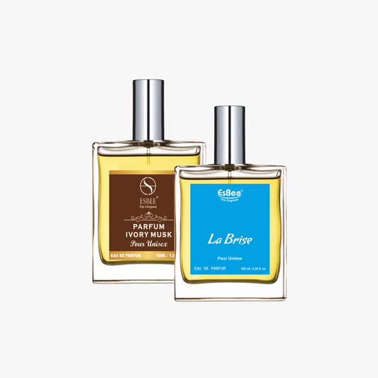 Esbee La Brise & Ivory Musk Perfume Set | Unisex Luxury Fragrance | 100ML & 50ML | Refreshing & Elegant Scents with Citrus, Floral & Woody Notes | Premium Eau de Parfum I Pack of 2