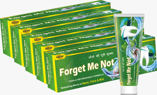 Forget Me Not Total Protection Toothpaste – Triple Refreshing Formula with Neem, Clove & Mint | Whitening | Gum Care | Sensitivity Relief | Deep Cleaning | Kills Germs | Reduces Plaque & Tartar | 200g Each I Pack of 5