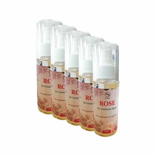 Esbee Rose Air Freshener Spray – 5 x 100ML | Long-Lasting & Refreshing Floral Fragrance | Odor Eliminator & Room Freshener (Pack of 5) (100ML, Rose)