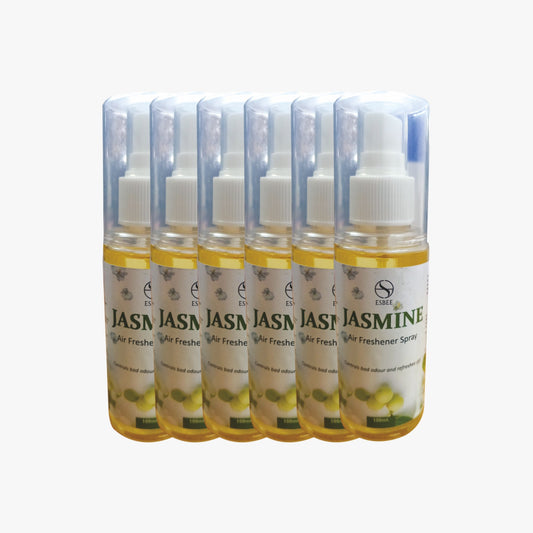 Esbee Jasmine Air Freshener Spray – 6 x 100ML | Long-Lasting & Refreshing Floral Fragrance | Odor Eliminator & Room Freshener (Pack of 6) (100ML, Jasmine)