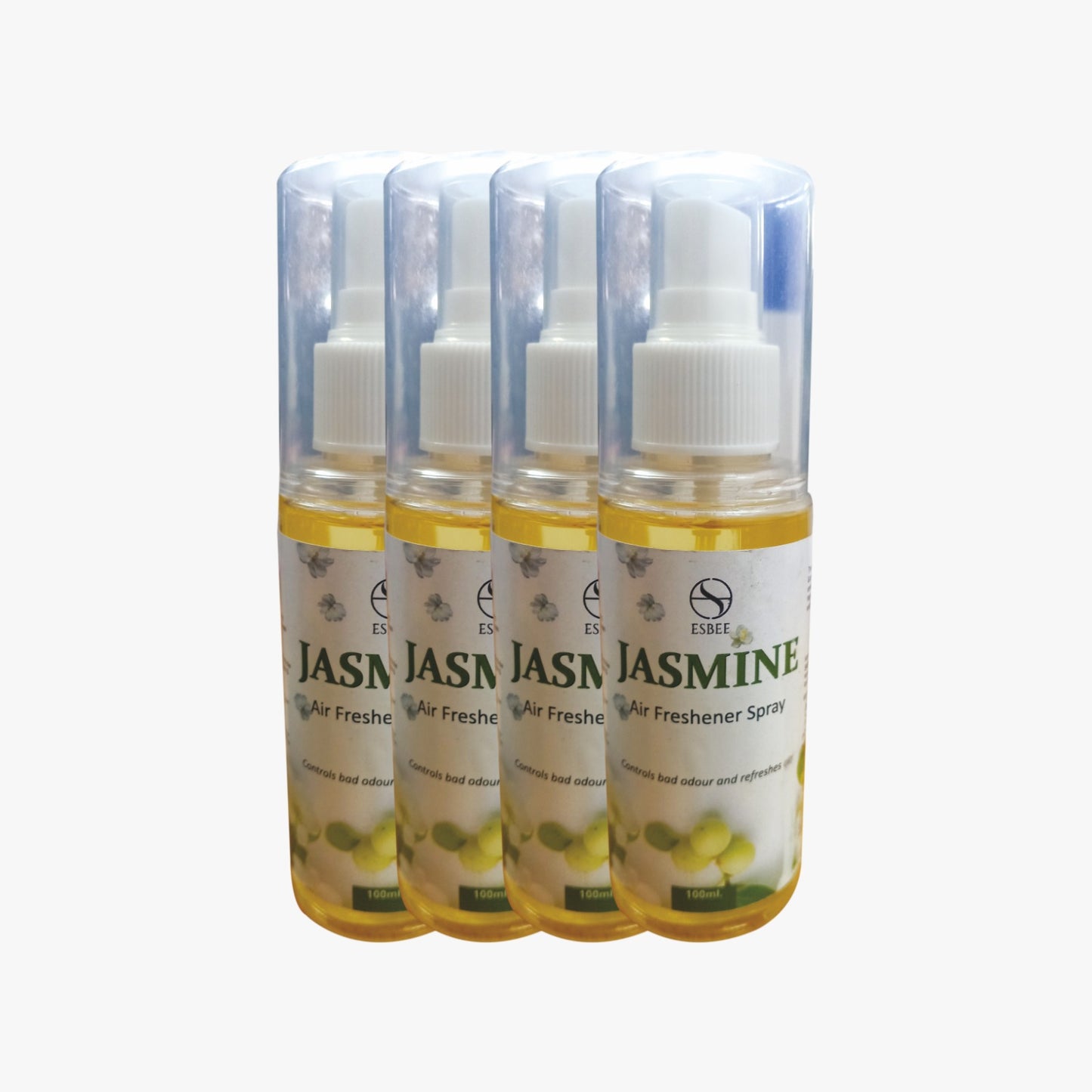 Esbee Jasmine Air Freshener Spray – 4 x 100ML | Long-Lasting & Refreshing Floral Fragrance | Odor Eliminator & Room Freshener (Pack of 4) (100ML, Jasmine)
