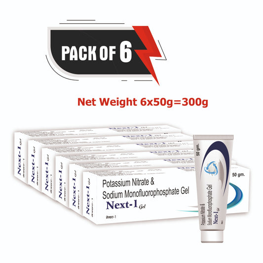 Sidhbali Next-1 Gel Potassium Nitrate & Sodium Monofluorophosphate Gel Fights Tooth Decay Toothpaste (50 g, Pack of 6)