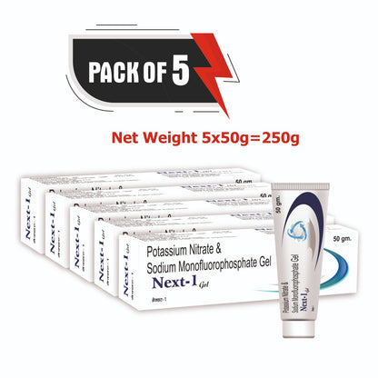 Sidhbali Next-1 Gel Potassium Nitrate & Sodium Monofluorophosphate Gel Fights Tooth Decay Toothpaste (50 g, Pack of 5)