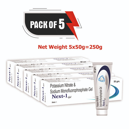 Sidhbali Next-1 Gel Potassium Nitrate & Sodium Monofluorophosphate Gel Fights Tooth Decay Toothpaste (50 g, Pack of 5)