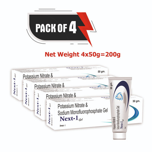 Sidhbali Next-1 Gel Potassium Nitrate & Sodium Monofluorophosphate Gel Fights Tooth Decay Toothpaste 50 g (Pack of 4)