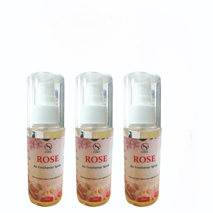 Esbee Rose Air Freshener Spray – 3 x 100ML | Long-Lasting & Refreshing Floral Fragrance | Odor Eliminator & Room Freshener (Pack of 3) (100ML, Rose)