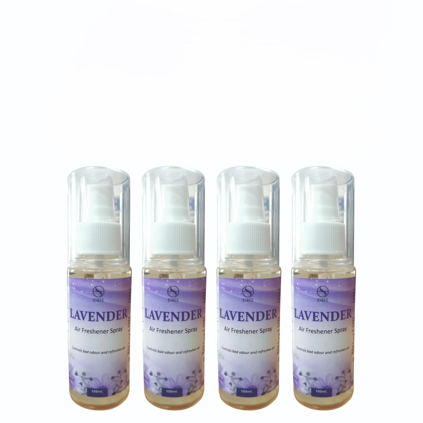 Esbee Lavender Air Freshener Spray – 4 x 100ML | Long-Lasting & Refreshing Floral Fragrance | Odor Eliminator & Room Freshener (Pack of 4) (100ML, Lavender)