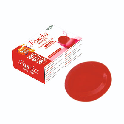 Fascia Rose Soap | Suitable for All Skin Types | 98% Pure Glycerin & Natural Oils, Vitamin C, Rose Powder & Aloe Vera Extract | 100g + 25% Extra | Pack of 1 | Dermatologist Tested