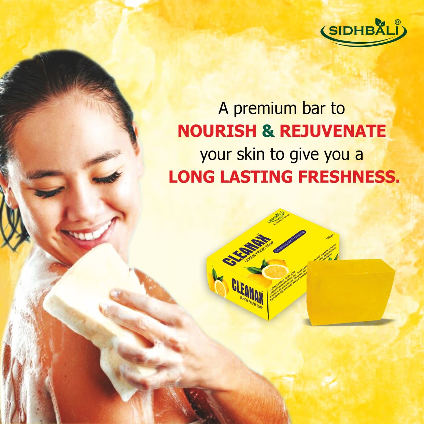 Sidhbali Cleanax Lemon Soap I 3 X 300 Gram I oil Control & Nourishing Skin I Suitable For All Skin Type I Pack of 3