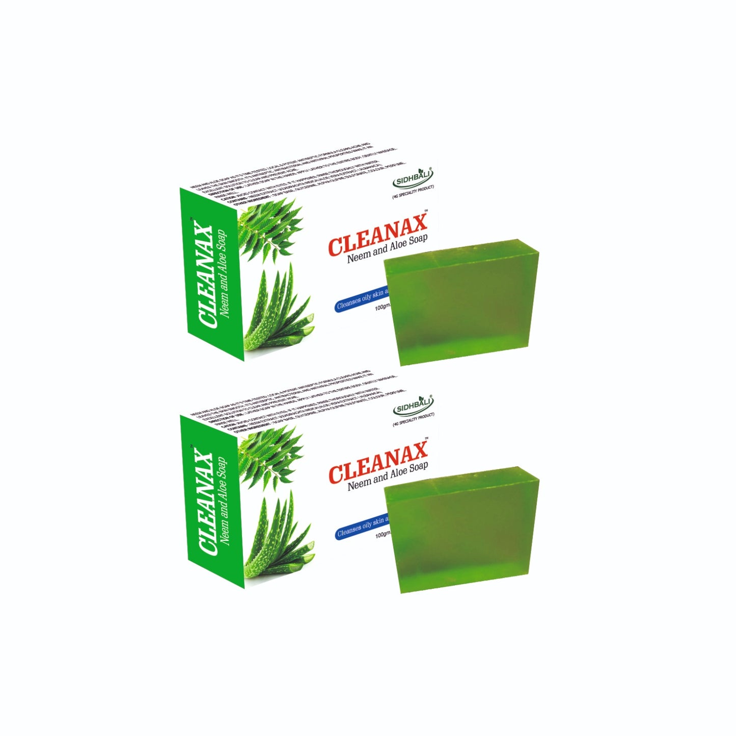 Sidhbali Cleanax Neem Aloe Vera I 2 X 200 Gram I oil Control & Nourishing Skin I Suitable For All Skin Type I Pack of 2