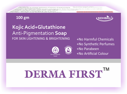 Derma First Kojic Acid and Glutathione Anti-Pigmentation Bath Soap Bar (Pack of 2) | 100g*2 | Skin Lightening and Brightening Soap | For treating dark spots and blemishes (200g, 2)