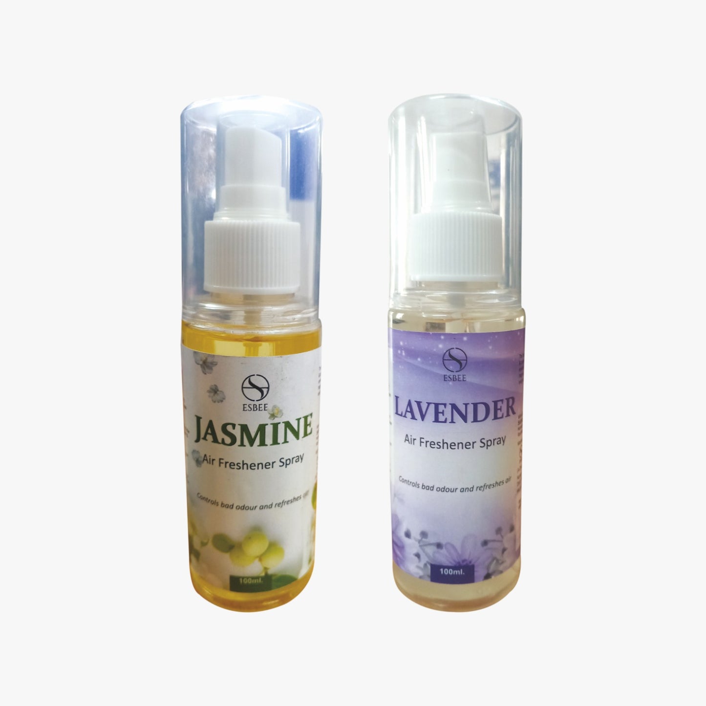 Esbee Lavender & Jasmine Air Freshener Spray – 2 x 100ML | Long-Lasting & Refreshing Floral Fragrance | Odor Eliminator & Room Freshener (Jasmine & Lavender, 100ML) (Pack OF 2)