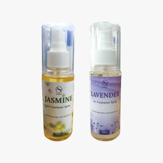 Esbee Lavender & Jasmine Air Freshener Spray – 2 x 100ML | Long-Lasting & Refreshing Floral Fragrance | Odor Eliminator & Room Freshener (Jasmine & Lavender, 100ML) (Pack OF 2)