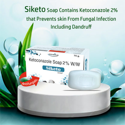 Siketo Ketoconazole Soap 1% w/w | Antifungal Medicated Soap for Skin & Scalp | Helps Prevent Fungal Infections & Dandruff | 75g I Pack of 2