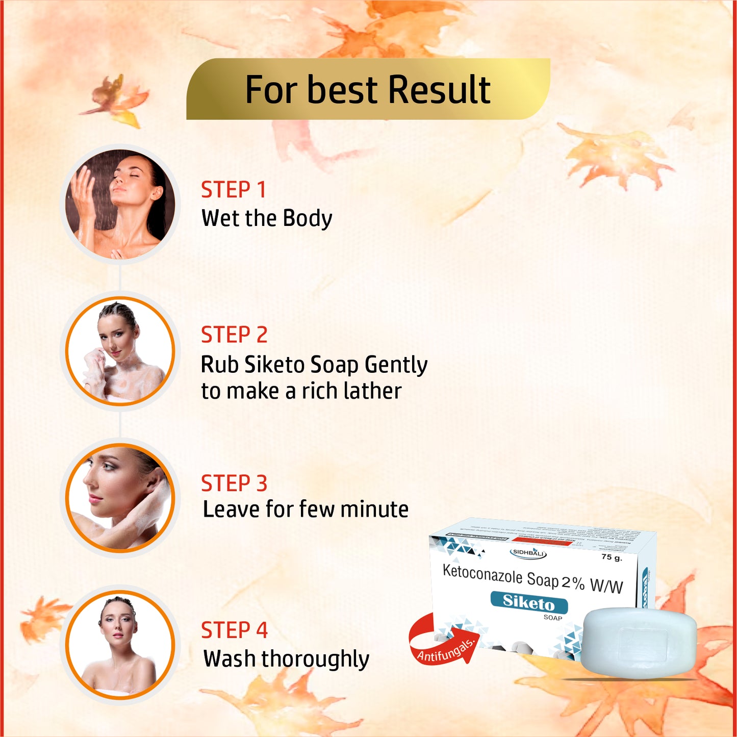 Siketo Ketoconazole Soap 1% w/w | Antifungal Medicated Soap for Skin & Scalp | Helps Prevent Fungal Infections & Dandruff | 75g I Pack of 1