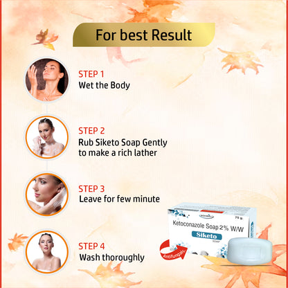 Siketo Ketoconazole Soap 1% w/w | Antifungal Medicated Soap for Skin & Scalp | Helps Prevent Fungal Infections & Dandruff | 75g I Pack of 1