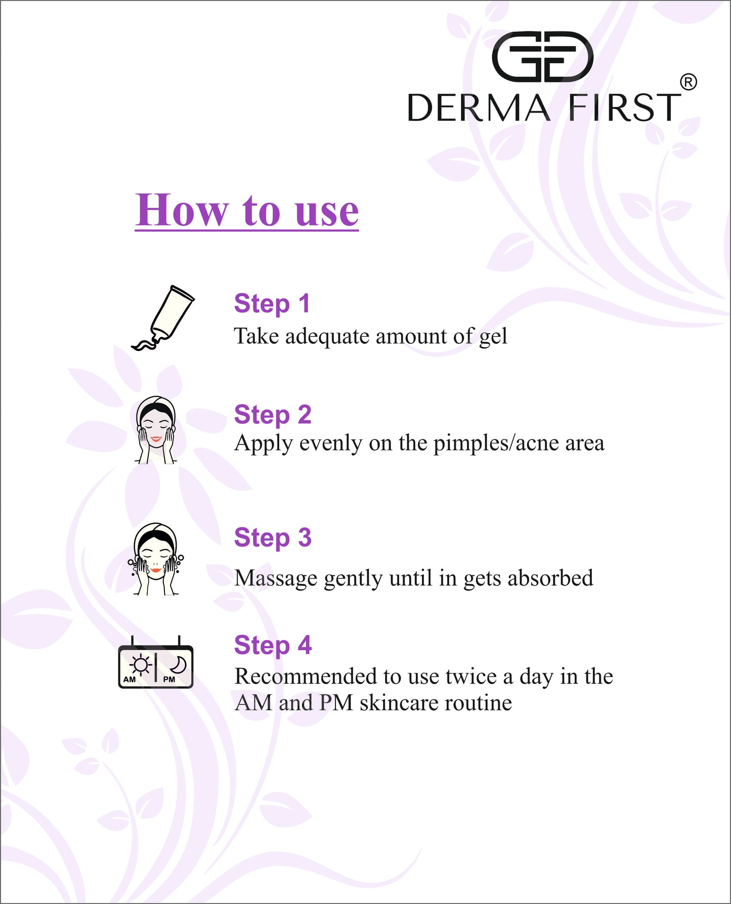 Derma First Anti-Acne Oil-Free Gel, Salicylic Acid 2%, Niacinamide 6%, For Active Acne, Oil Balance, Tightens Pores, 30G I Pack of 1