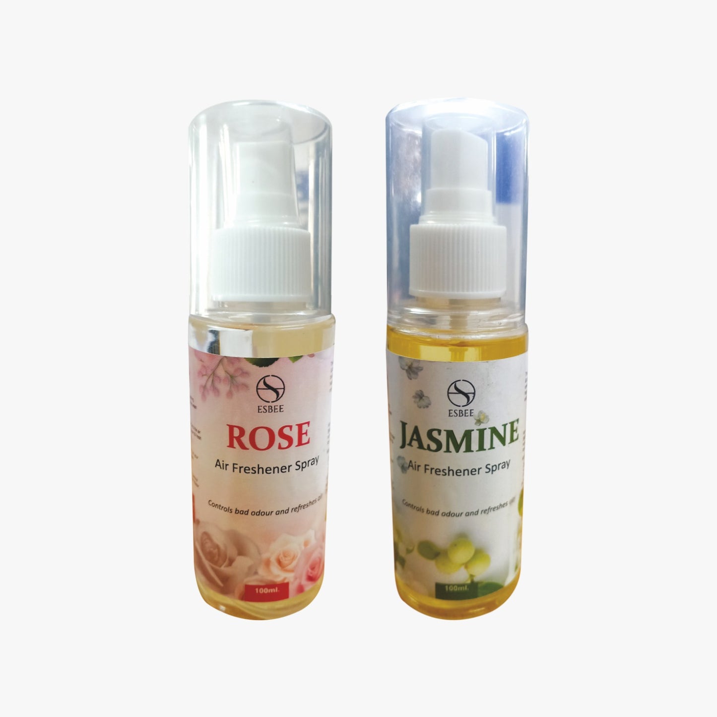Jasmine & Rose Air Freshener Spray – 2 x 100ML | Long-Lasting & Refreshing Floral Fragrance | Odor Eliminator & Room Freshener (Jasmine & Rose, 100ML Each) (Pack of 2)